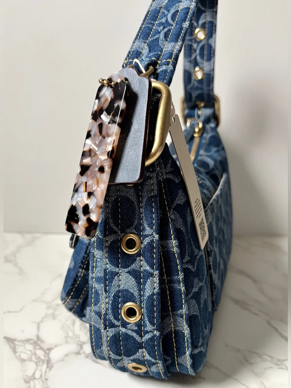 New LIMITED Coach Coachtopia Cargo Shoulder Bag in Signature Blue Denim - Picture 7 of 14